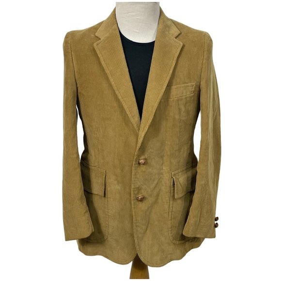 Vintage Corduroy Notched Lapel PETERS Men's Tan Jacket M - Picture 1 of 14